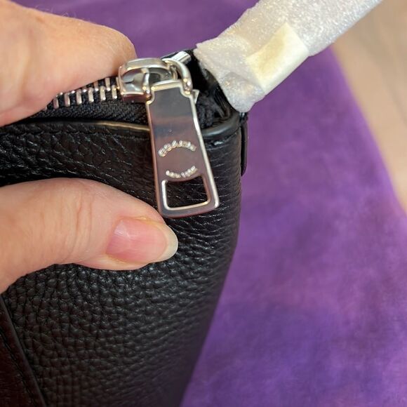 COACH NWT gorgeous black pebble leather crossbody handbag - Picture 7 of 11